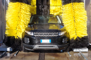 This is a car in a car wash